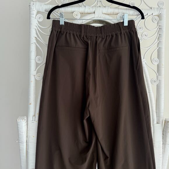 Alo Pursuit Trouser Women Small Brown Espresso Wide Leg High Waist Pleated Pants - Picture 6 of 12